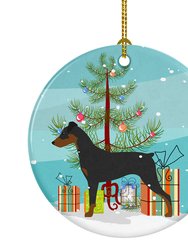 German Pinscher Merry Christmas Tree Ceramic Ornament