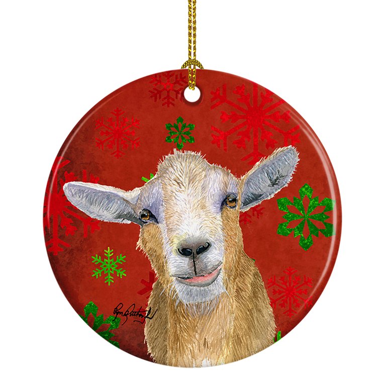 Goat Candy Cane Holiday Christmas Ceramic Ornament
