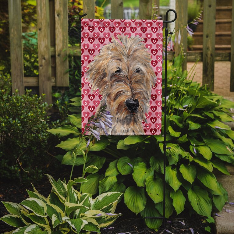 Golden Doodle Hearts And Love Garden Flag 2-Sided 2-Ply