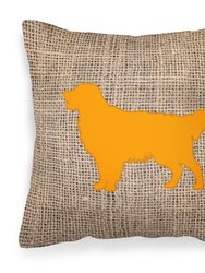 Golden Retriever Burlap and Orange BB1085 Fabric Decorative Pillow