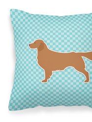 Golden Retriever  Checkerboard Blue Fabric Decorative Pillow