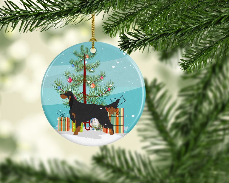 Gordon Setter Christmas Ceramic Ornament