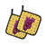 Grapes on Basketweave Pair of Pot Holders