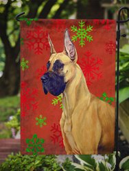 Great Dane Red and Green Snowflakes Holiday Christmas Garden Flag 2-Sided 2-Ply