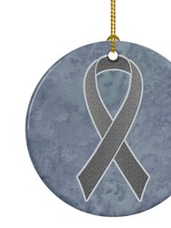 Grey Ribbon for Brain Cancer Awareness Ceramic Ornament