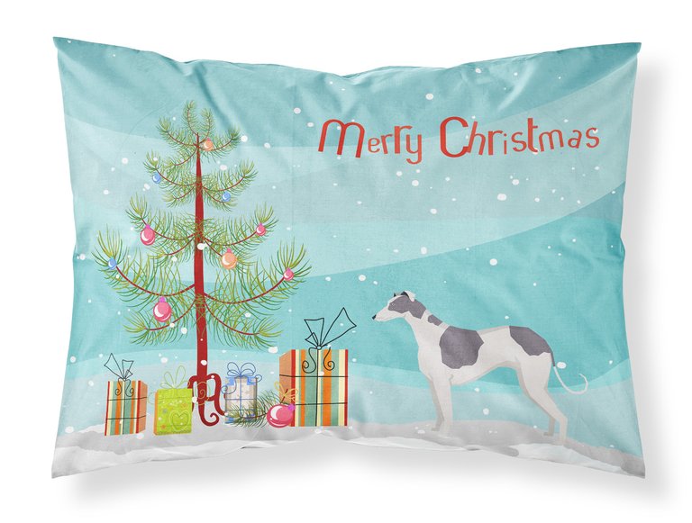 Greyhound Christmas Tree Fabric Standard Pillowcase