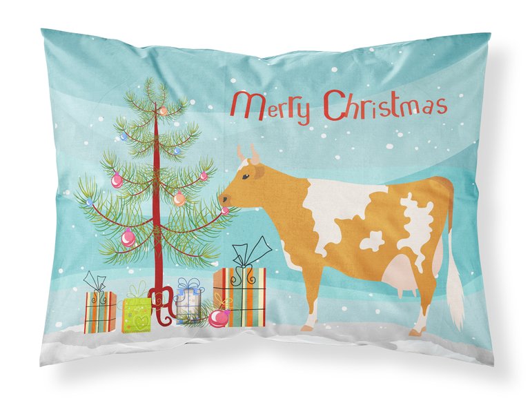 Guernsey Cow Christmas Fabric Standard Pillowcase