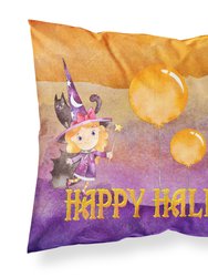 Halloween Little Witch and Bat Fabric Standard Pillowcase - Orange