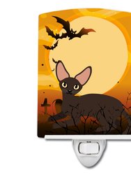 Halloween Peterbald Cat Ceramic Night Light - Orange