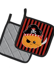 Halloween Pumpkin Pirate Pair of Pot Holders