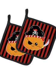 Halloween Pumpkin Pirate Pair of Pot Holders