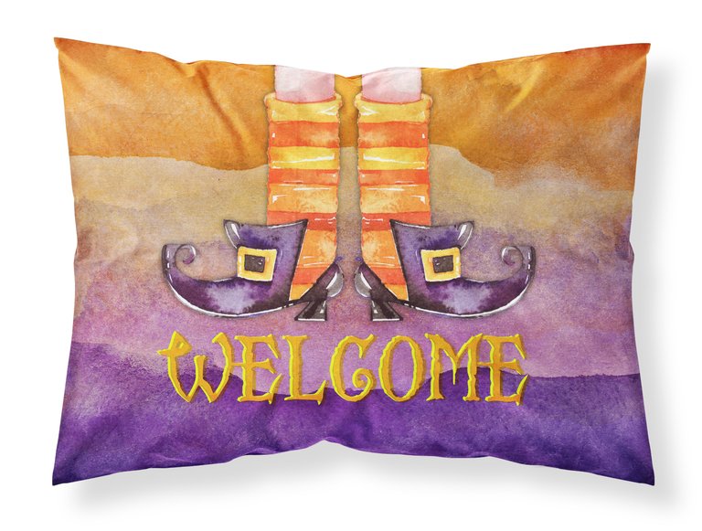 Halloween Welcome Witches Feet Fabric Standard Pillowcase - Orange