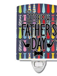 Happy Father's Day Neckties Bright Ceramic Night Light