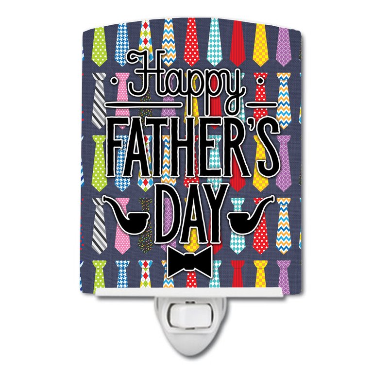 Happy Father's Day Neckties Bright Ceramic Night Light
