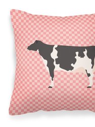 Holstein Cow Pink Check Fabric Decorative Pillow