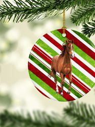 Horse Candy Cane Holiday Christmas Ceramic Ornament
