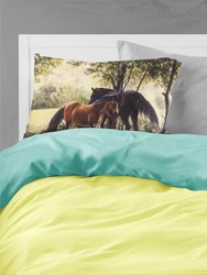 Horses by Daphne Baxter Fabric Standard Pillowcase