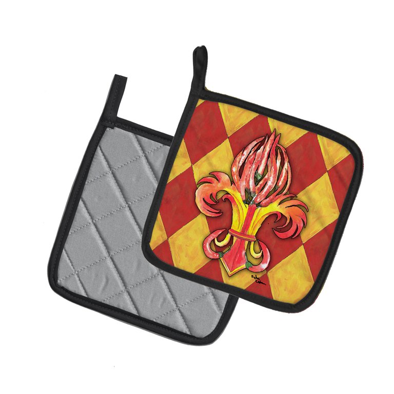 Hot Peppers Fleur de lis Pair of Pot Holders