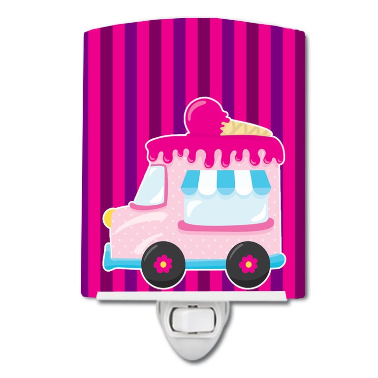Ice Cream Truck Pink Ceramic Night Light