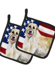 Irish Wolfhound Patriotic Pair of Pot Holders