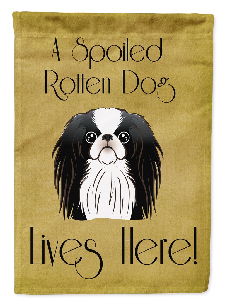 Japanese Chin Spoiled Dog Lives Here Garden Flag 2-Sided 2-Ply