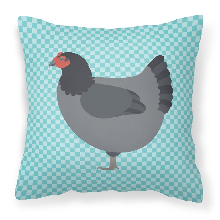 Jersey Giant Chicken Blue Check Fabric Decorative Pillow