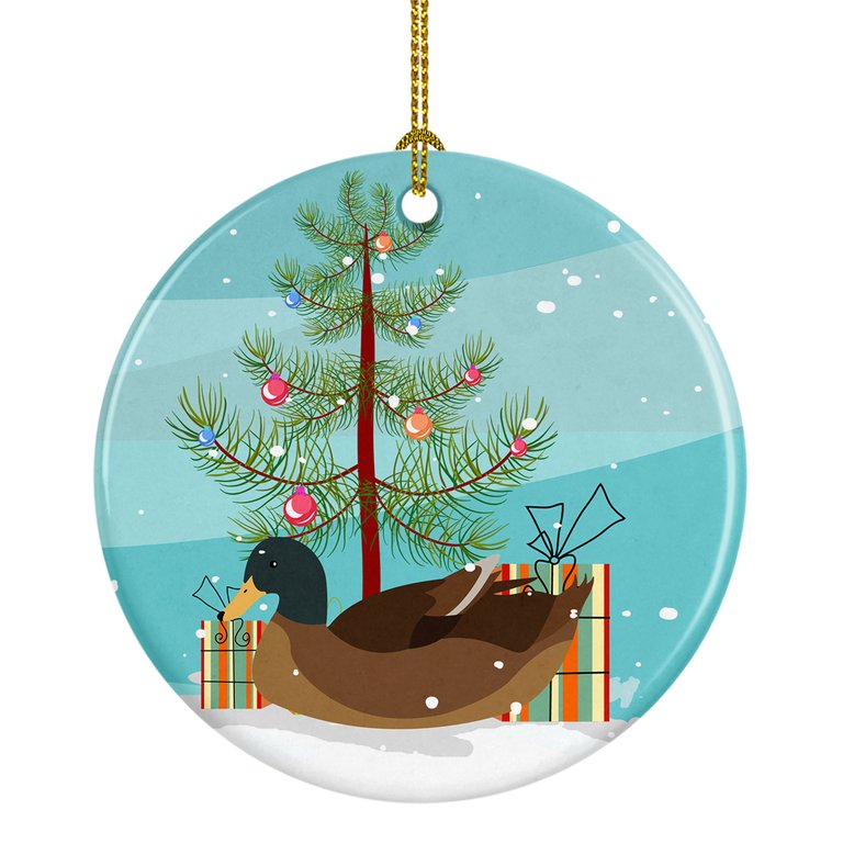 Khaki Campbell Duck Christmas Ceramic Ornament