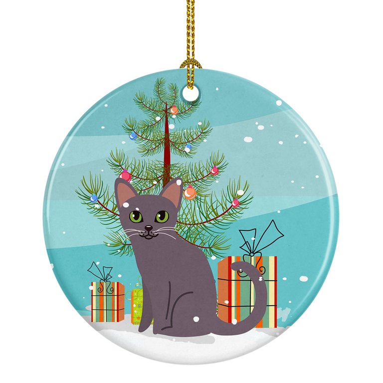 Korat Cat Merry Christmas Tree Ceramic Ornament