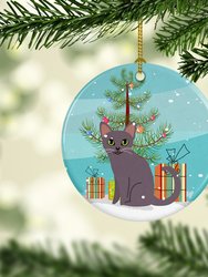 Korat Cat Merry Christmas Tree Ceramic Ornament