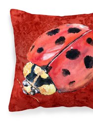 Lady Bug on Deep Red Fabric Decorative Pillow