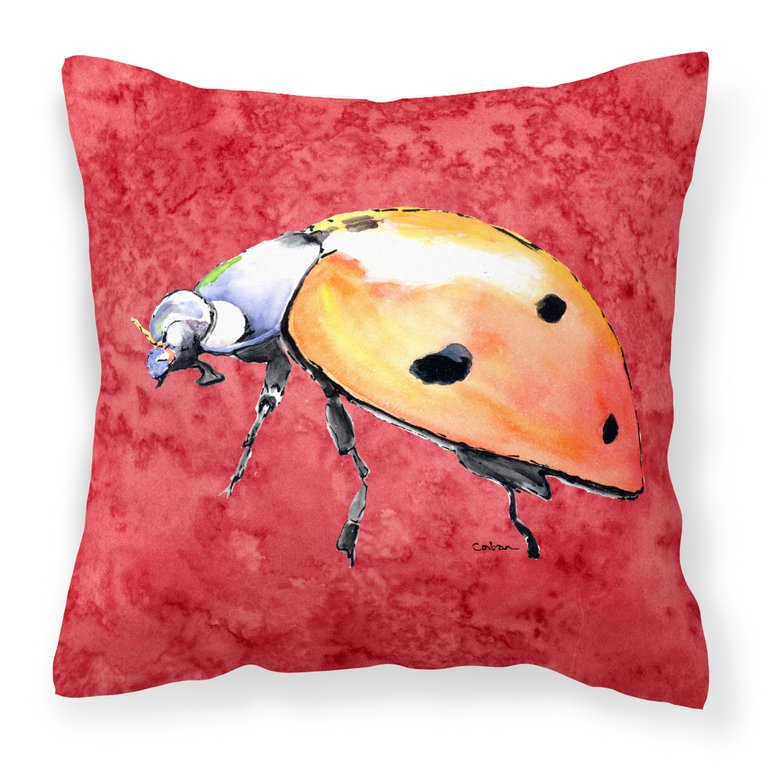 Lady Bug on Red Fabric Decorative Pillow