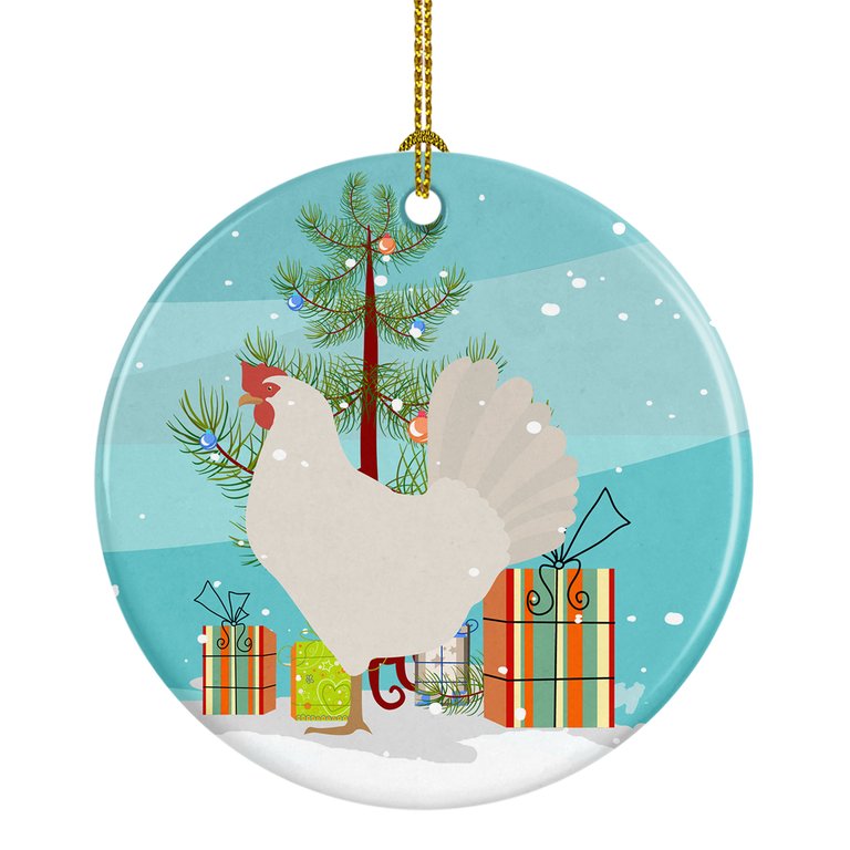 Leghorn Chicken Christmas Ceramic Ornament