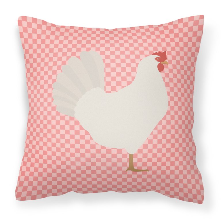 Leghorn Chicken Pink Check Fabric Decorative Pillow