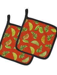 Lemons, Limes and Oranges Pair of Pot Holders