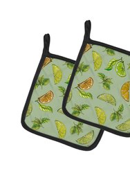 Lemons, Limes and Oranges Pair of Pot Holders