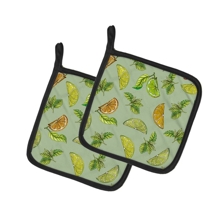 Lemons, Limes and Oranges Pair of Pot Holders