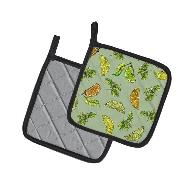 Lemons, Limes and Oranges Pair of Pot Holders