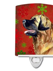 Leonberger Red and Green Snowflakes Holiday Christmas Ceramic Night Light