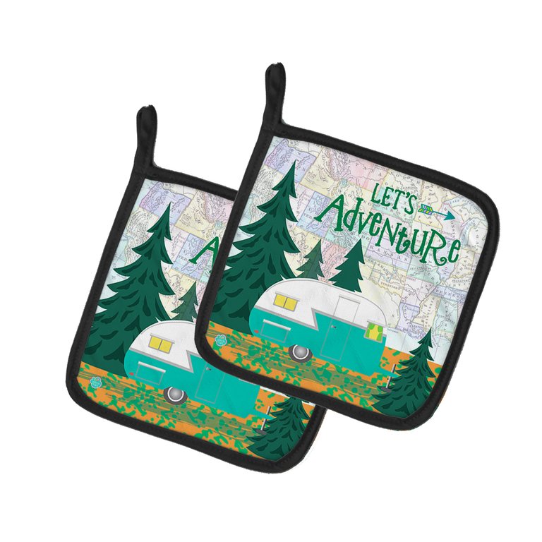 Let's Adventure Glamping Trailer Pair of Pot Holders