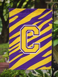 Letter C Monogram - Tiger Stripe - Purple Gold Garden Flag 2-Sided 2-Ply