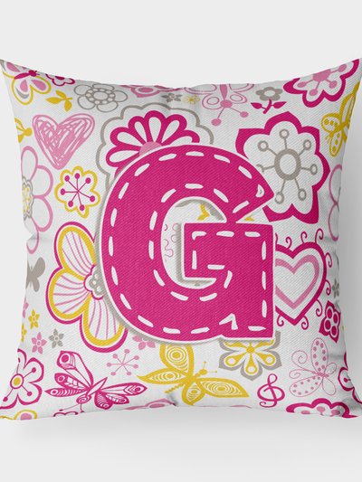 Caroline's Treasures Letter G Flowers and Butterflies Pink Fabric Decorative Pillow product