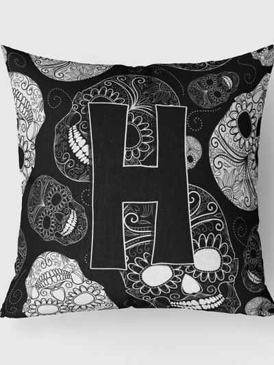 Caroline's Treasures Letter H Day of the Dead Skulls Black Fabric Decorative Pillow product
