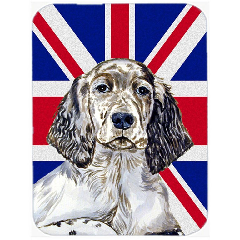 LH9474LCB English Setter With English Union Jack British Flag Glass Cutting Board - Large