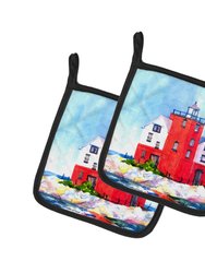 Lighthouse on the rocks Harbour Pair of Pot Holders