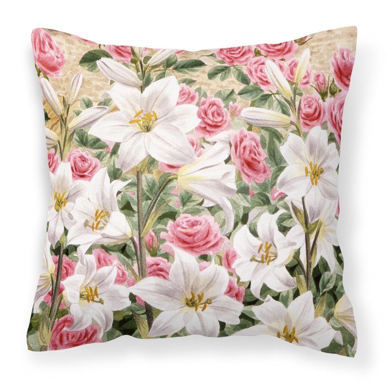 Lilies and Roses by Sarah Adams Fabric Decorative Pillow