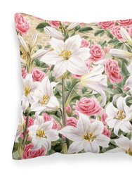 Lilies and Roses by Sarah Adams Fabric Decorative Pillow