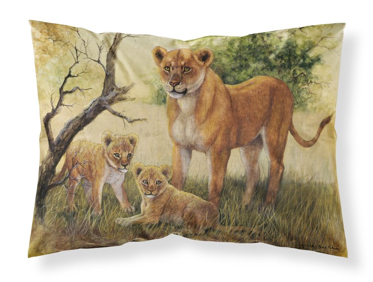 Lion and Cubs by Daphne Baxter Fabric Standard Pillowcase