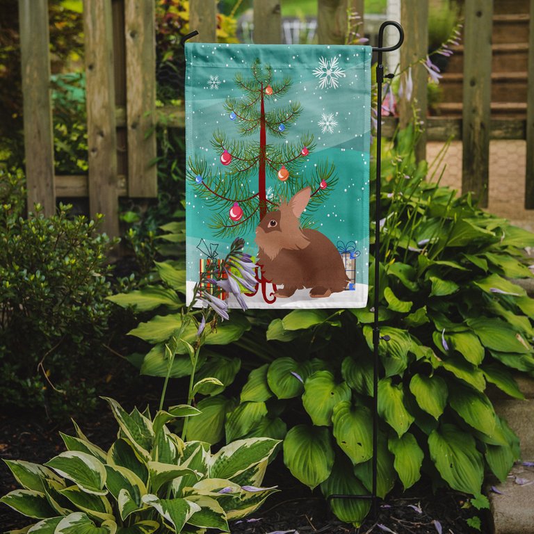 Lionhead Rabbit Christmas Garden Flag 2-Sided 2-Ply