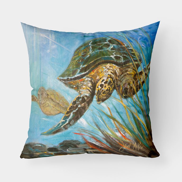 Loggerhead Sea Turtle Fabric Decorative Pillow