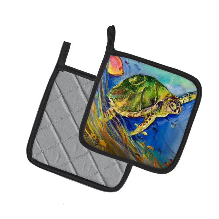 Loggerhead Sea Turtle Pair of Pot Holders